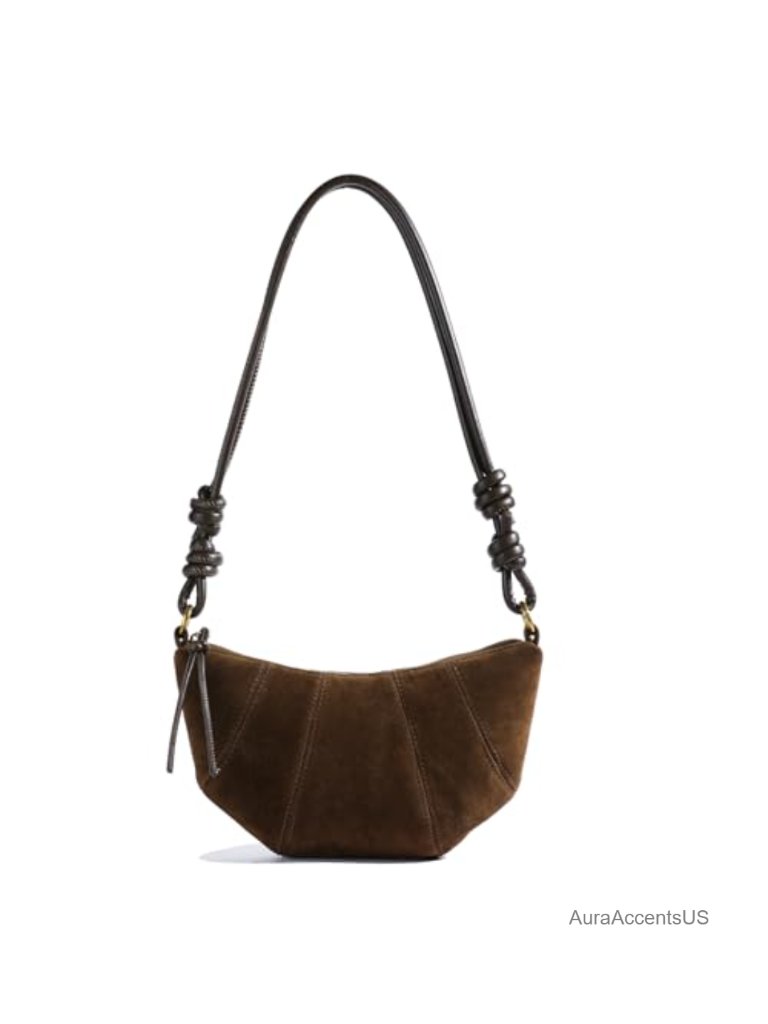 Faux Suede Crescent Crossbody Bag Mini Tote Shoulder Purse Trendy